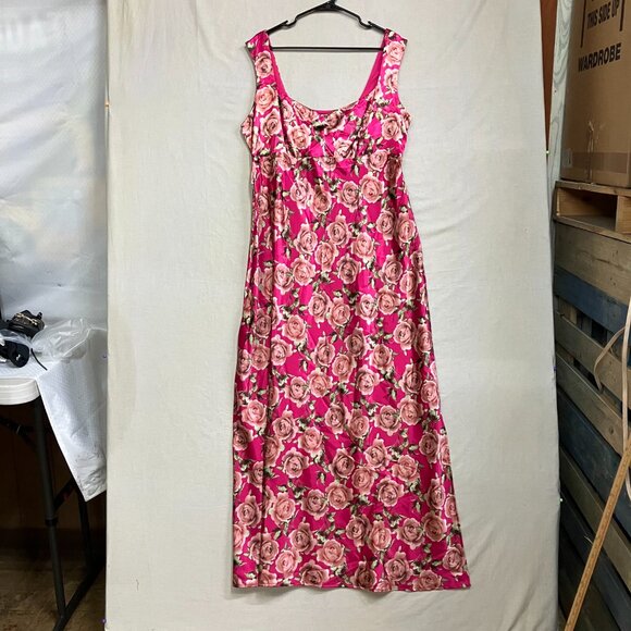 NWT Wild Fable Women XXL Red Floral Cap Sleeve Satin Maxi Bodycon Holiday Dress - Picture 4 of 14